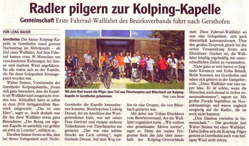 Zeitungsbericht zur Radwallfahrt